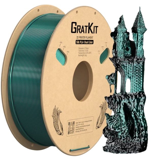 Multicolor Dual Silk PLA Filament Schwarz+Grün 1Kg