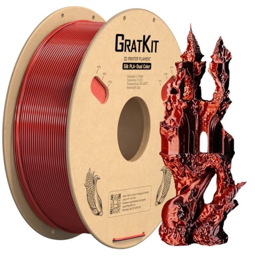 Multicolor Dual Silk PLA Filament Schwarz+Rot 1Kg