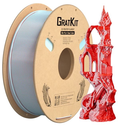 Multicolor Dual Silk PLA Filament Rot+Mint 1Kg