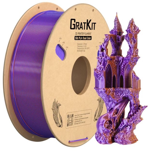 Multicolor Dual Silk PLA Filament Lila+Orange 1Kg