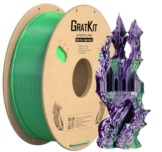 Multicolor Dual Silk PLA Filament Lila+Grün 1Kg