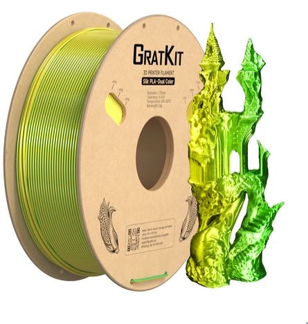 Multicolor Dual Silk PLA Filament Grün+Gelb 1Kg