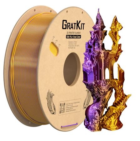 Multicolor Dual Silk PLA Filament Lila+Gold 1Kg