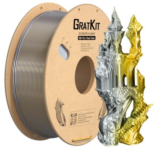 Multicolor Dual Silk PLA Filament Gold+Silber 1Kg