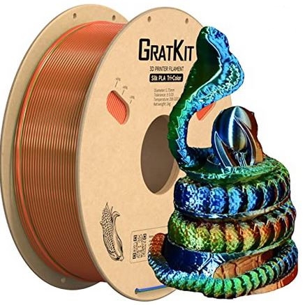 Multicolor Tri Silk PLA Filament Orange+Blau+Grün 1Kg