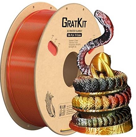 Multicolor Tri Silk PLA Filament Rot+Gold+Schwarz 1Kg