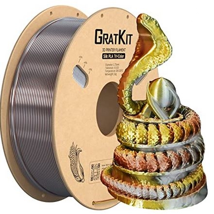 Multicolor Tri Silk PLA Filament Gold+Copper+Silver 1Kg