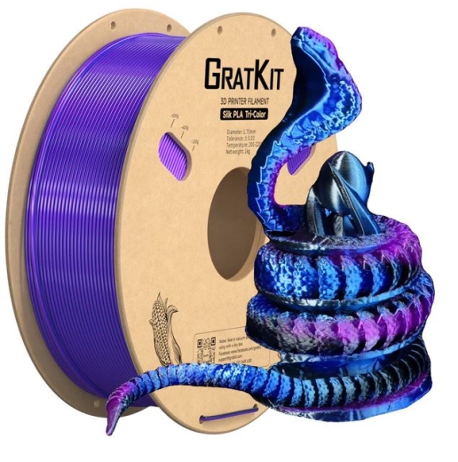 Multicolor Tri Silk PLA Filament Blau+Lila+Schwarz 1Kg