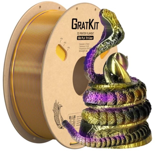 Multicolor Tri Silk PLA Filament Gold+Lila+Schwarz 1Kg